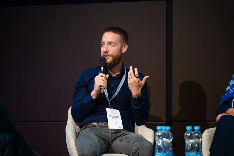 A panellist making a point